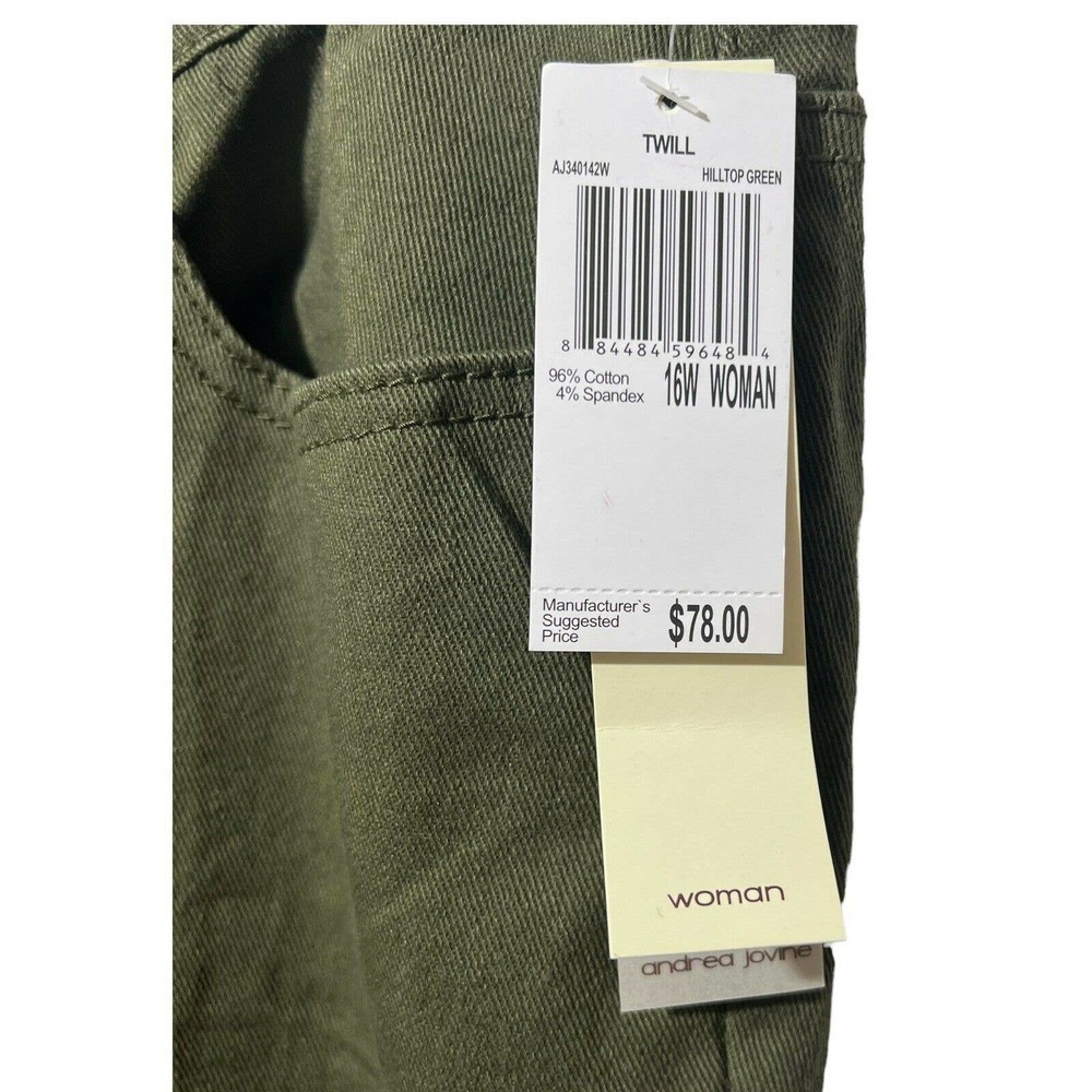 Workshop by Andrea Jovine Women's Pants Sz 16W Twill Hilltop Green New with Tag - Picture 5 of 12